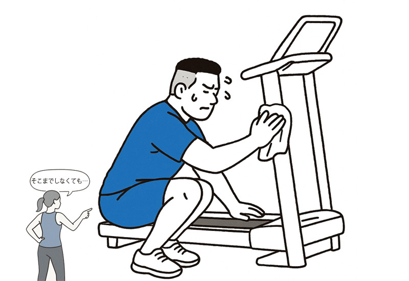 トレッドミルの拭き取り