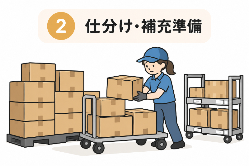 倉庫作業:仕分け・補充準備