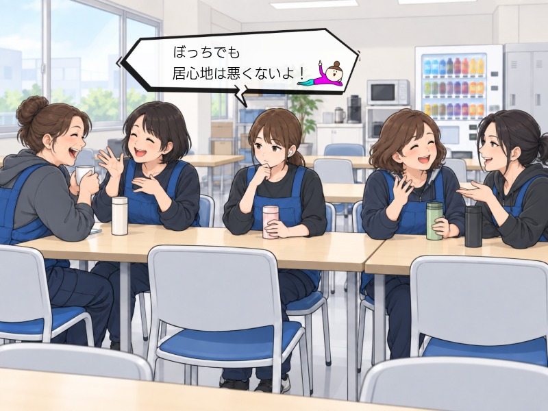 倉庫バイトの休憩中、しゃべらなくても大丈夫