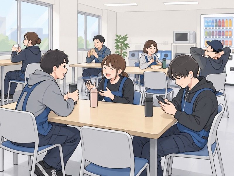 倉庫バイトの休憩中のイメージ