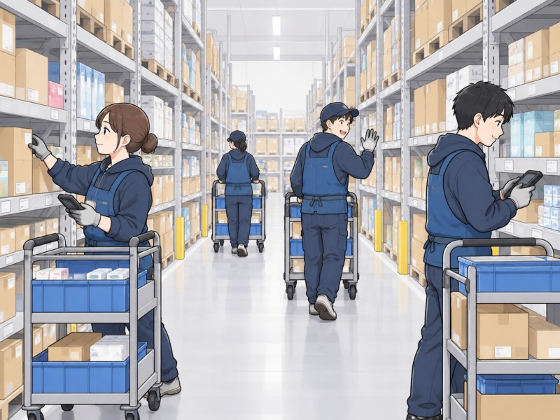 倉庫バイト、仕事中のイメージ